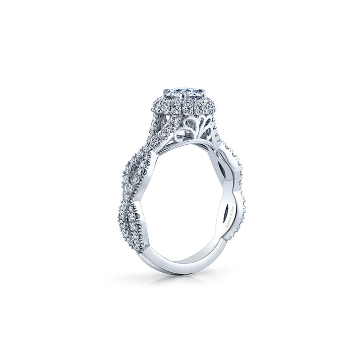 14k White Gold - Diamond Infinity Halo Twist Ring Setting