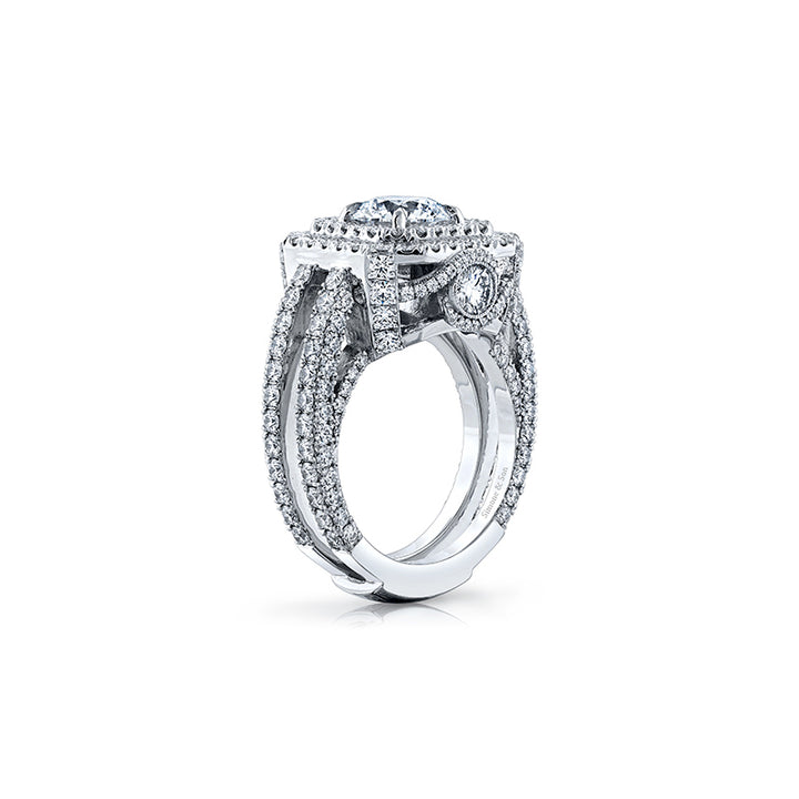 14K White Gold Custom Double Trouble Engagement Ring