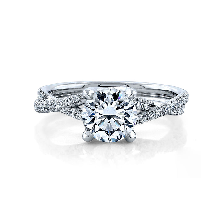 14k White Gold - Diamond Twist Engagement Ring Setting