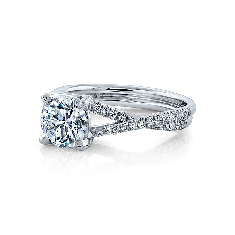 14k White Gold - Diamond Twist Engagement Ring Setting