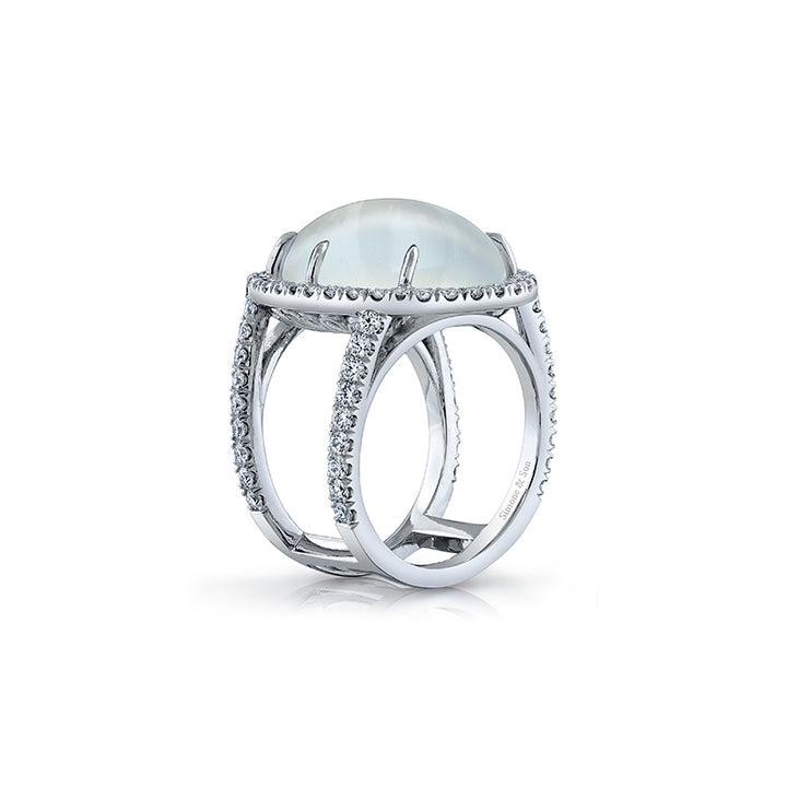 14K White Gold Custom Moonstone Ring