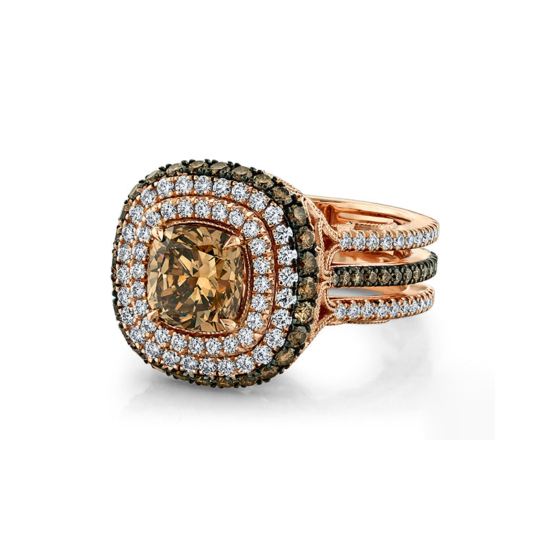 14K Rose Gold - Fancy Brown Diamond Engagement Ring