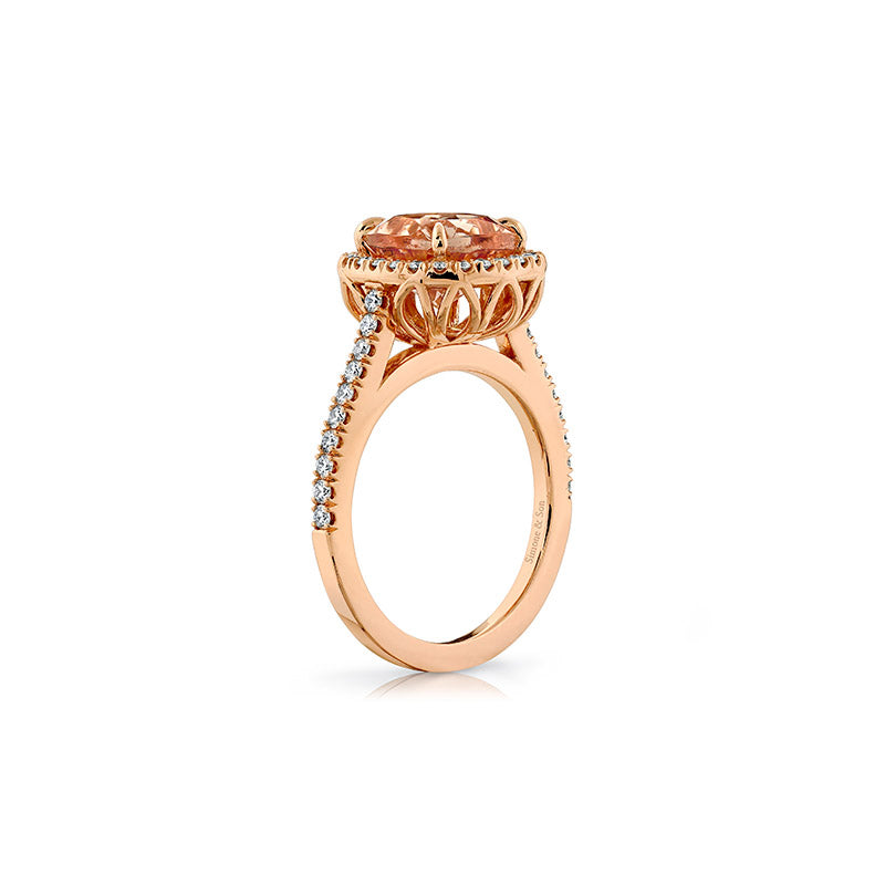 14k Rose Gold - 2.34 ctw Cushion Cut Morganite Diamond Ring