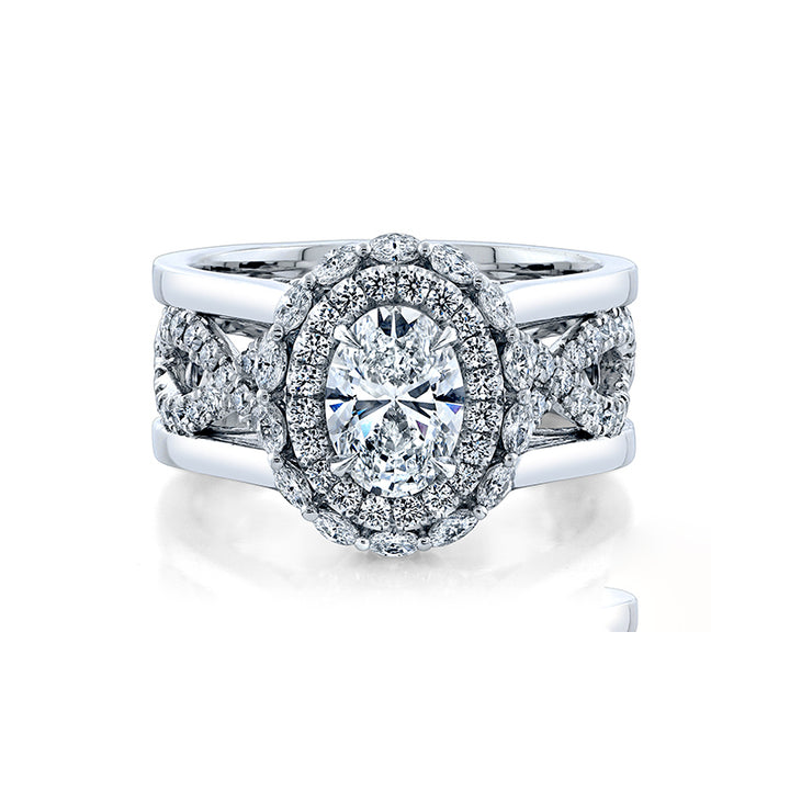 14K White Gold Custom Oval Diamond Engagement Ring