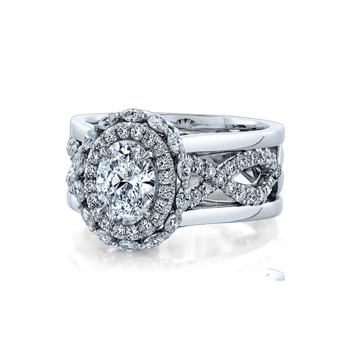 14K White Gold Custom Oval Diamond Engagement Ring