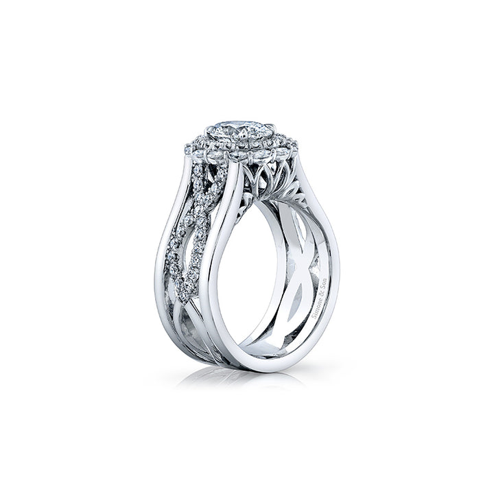 14K White Gold Custom Oval Diamond Engagement Ring