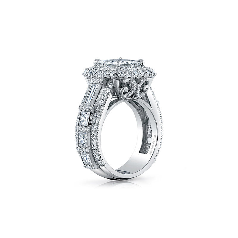 Platinum Custom Engagement Ring with Princess cut Diamonds