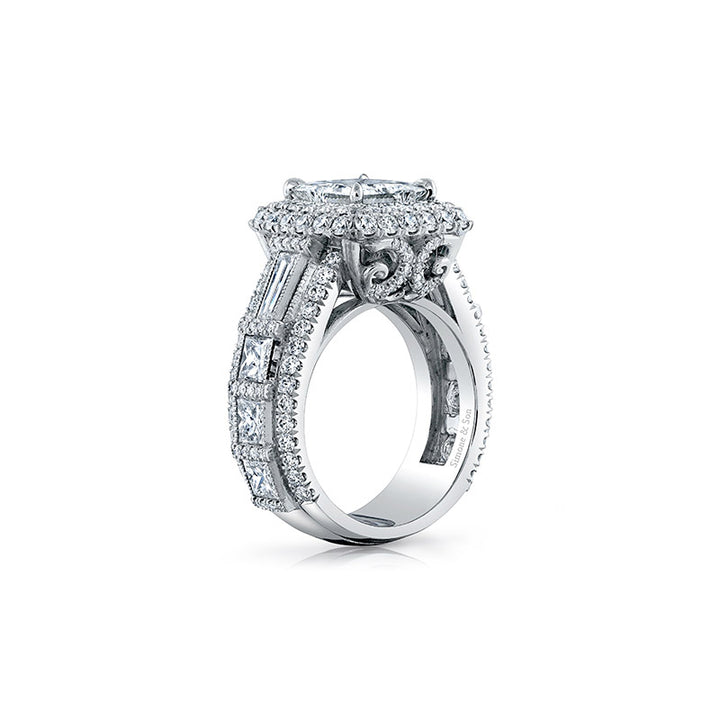 Platinum Custom Engagement Ring with Princess cut Diamonds