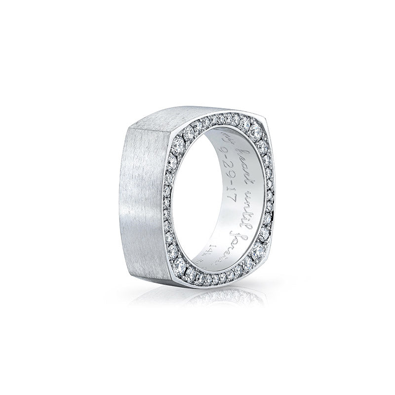 14K White Gold Custom Four Sided Wedding Band