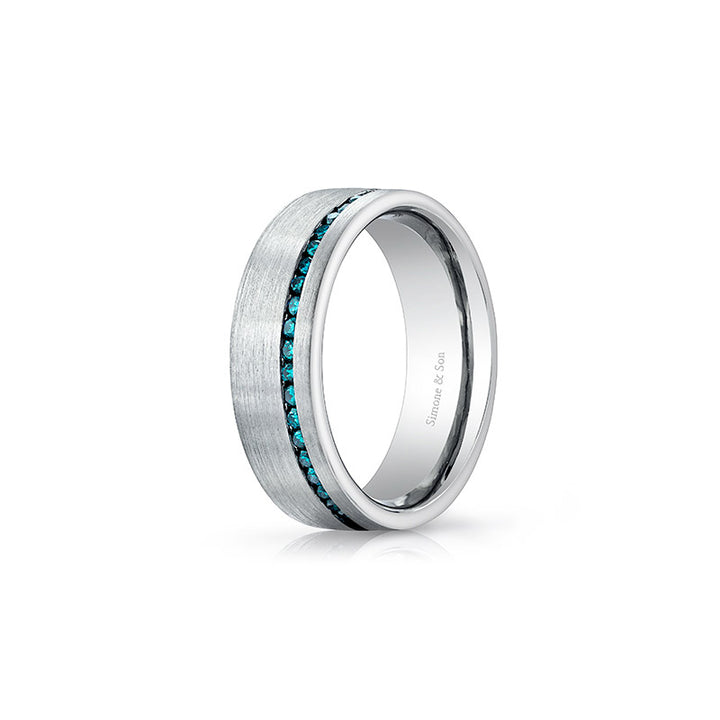 14K Grey Gold - Featuring Pave Blue Diamond Eternity Wedding Band