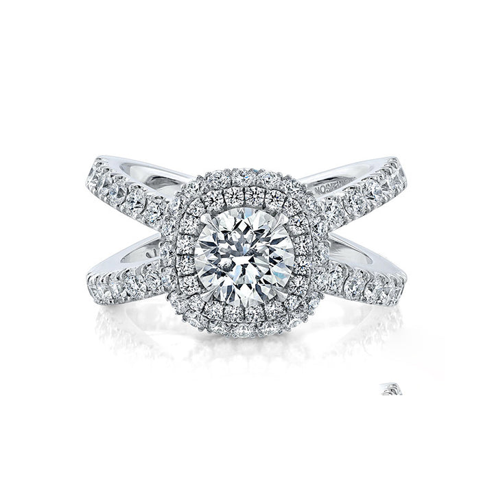 14k White Gold - Infinity Halo Criss Cross Diamond Engagement Ring Setting