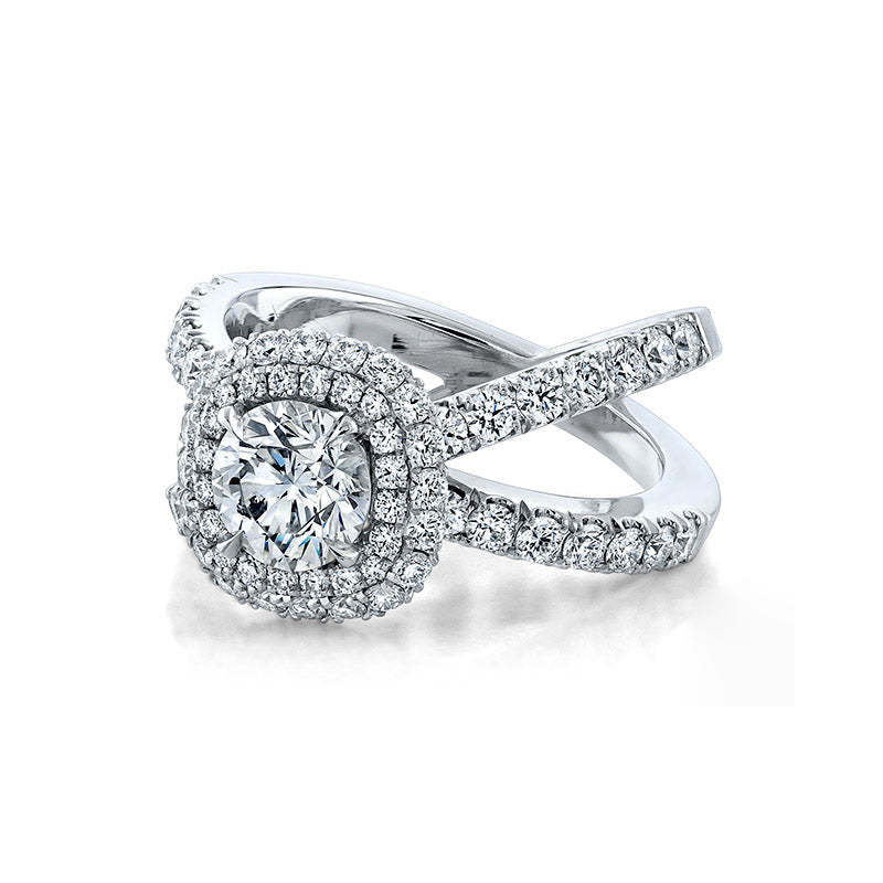 14k White Gold - Infinity Halo Criss Cross Diamond Engagement Ring Setting