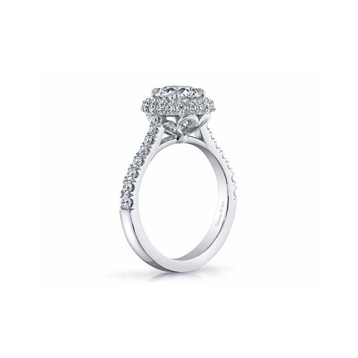 18k White Gold - Infinity Halo Diamond Engagement Ring Setting