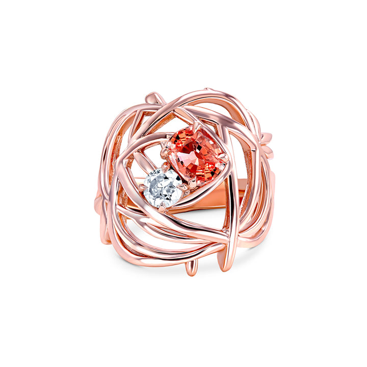 14K Rose Gold Peach Sapphire Ring