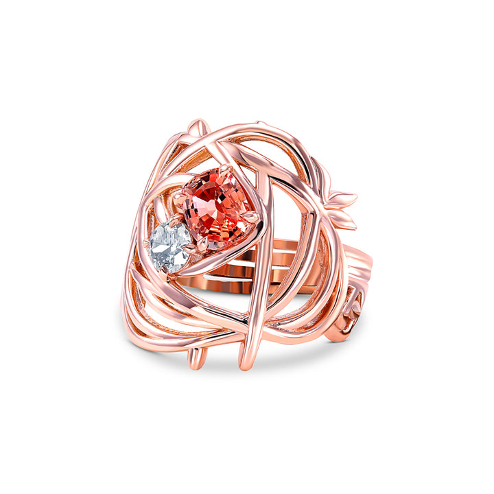 14K Rose Gold Peach Sapphire Ring