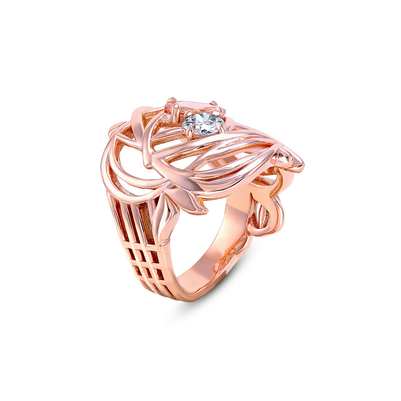 14K Rose Gold Peach Sapphire Ring