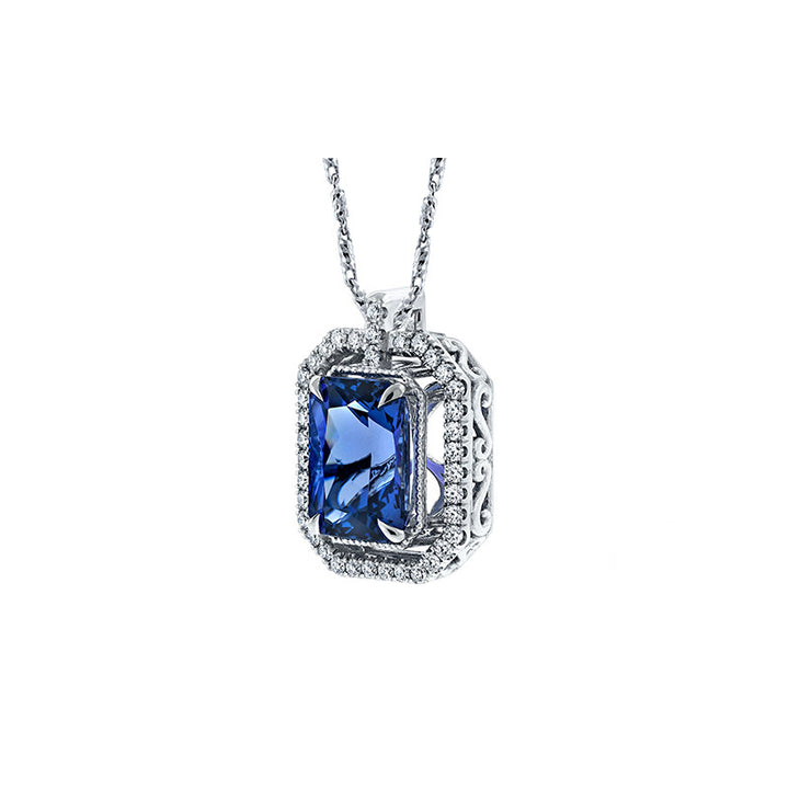 14K White Gold Custom Pendant set with a 4.92ct Tanzanite & Diamonds