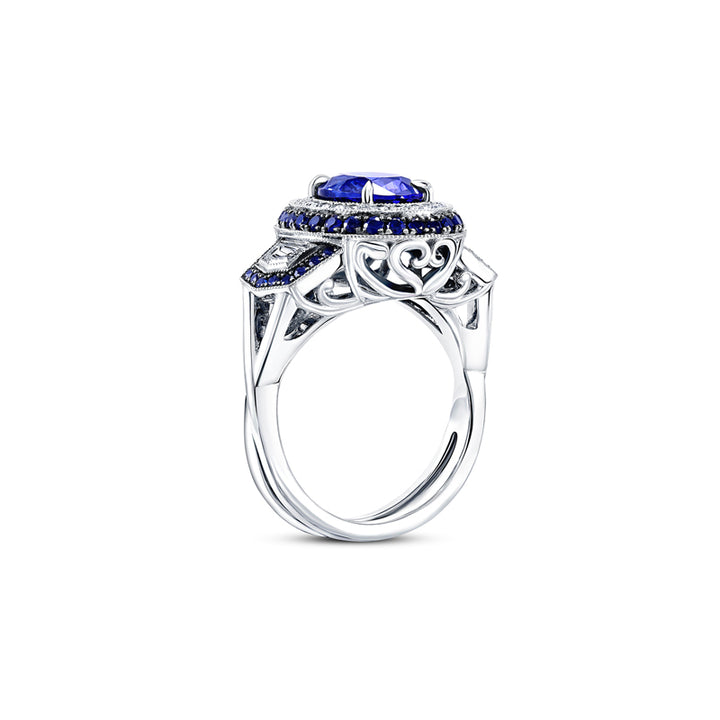 14K White Gold Tanzanite & Sapphire Ring