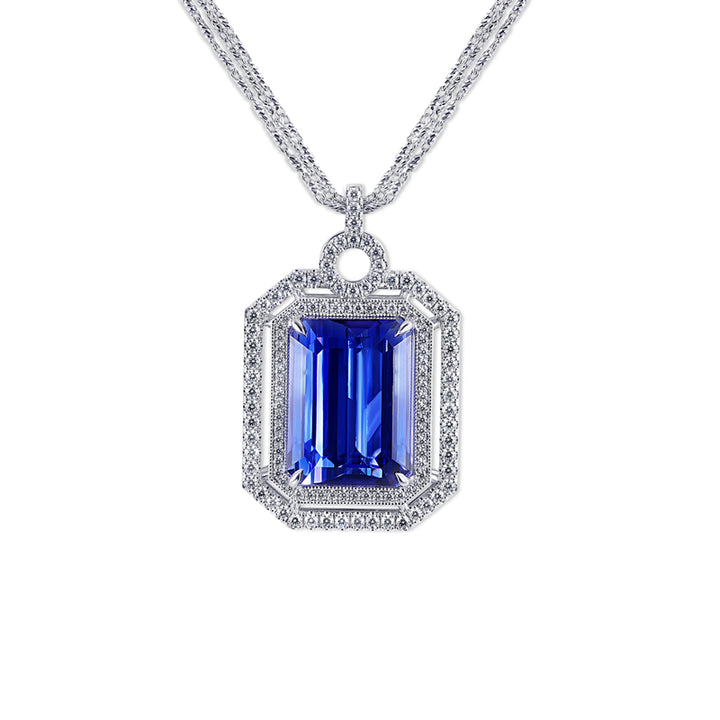 14K White Gold Custom Tanzanite Pendant