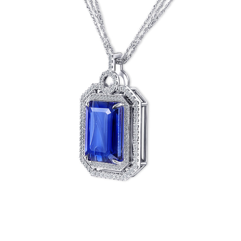 14K White Gold Custom Tanzanite Pendant