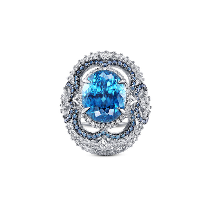 18K White Gold Custom Blue Mirage Ring