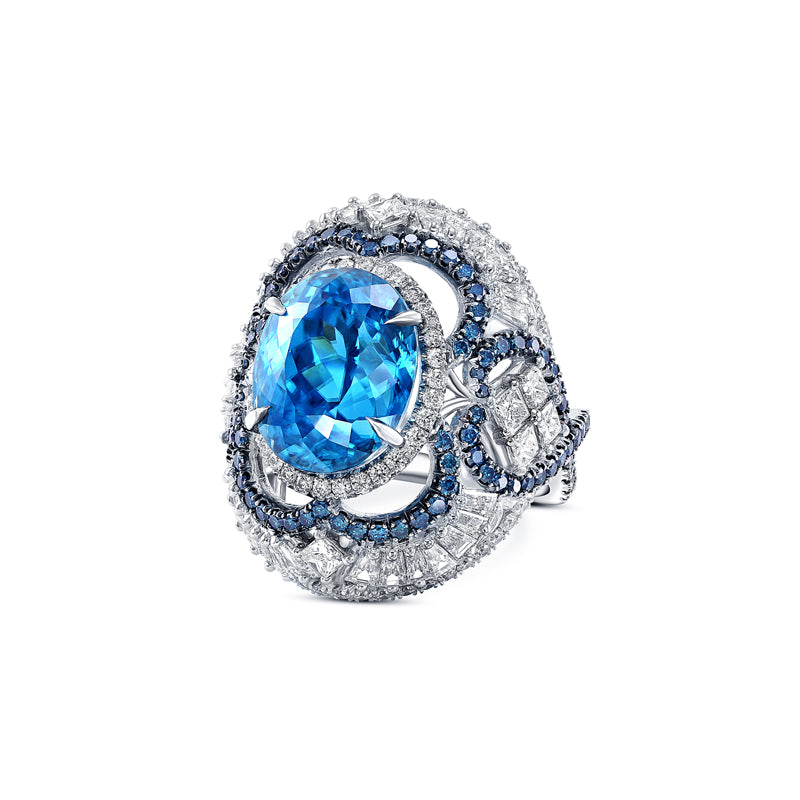 18K White Gold Custom Blue Mirage Ring