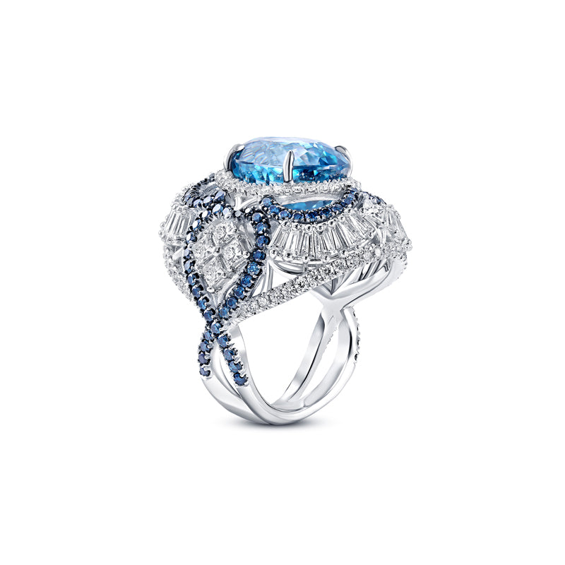 18K White Gold Custom Blue Mirage Ring