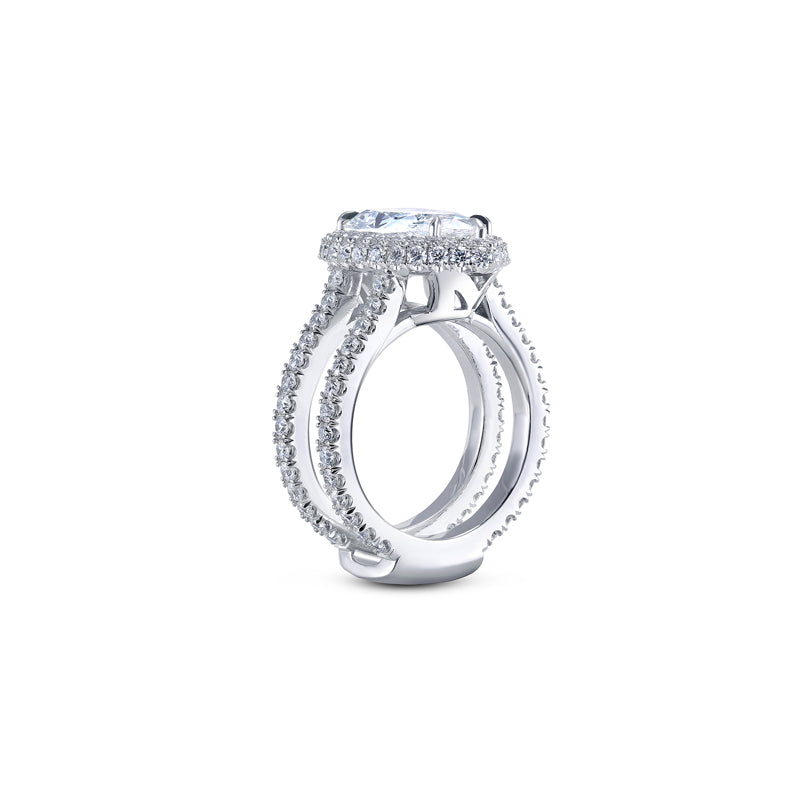 18k White Gold - Pear Shape Infinity Halo Diamond Engagement Ring Setting