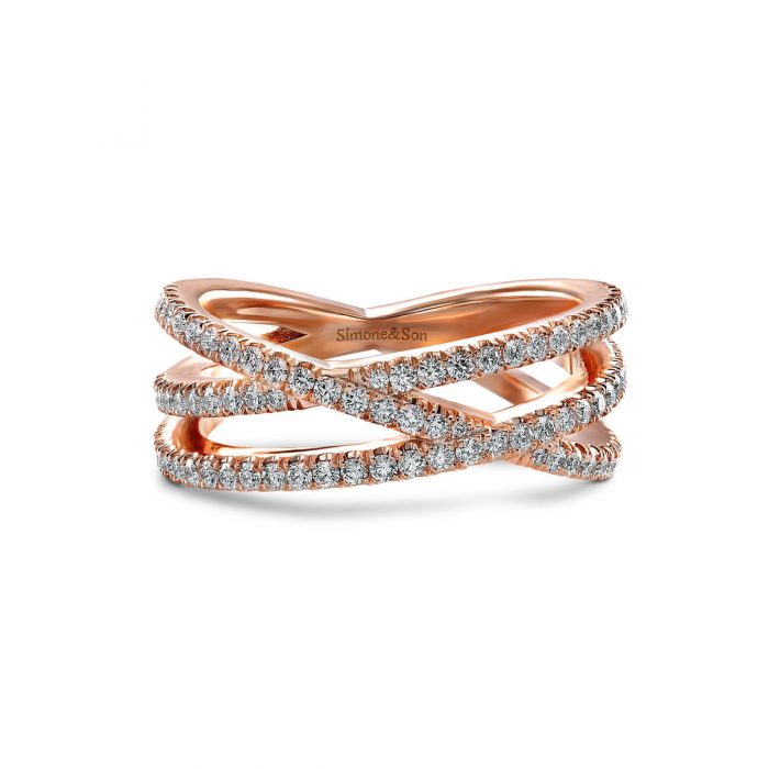 Multi Criss Cross Diamond band by Simone and Son