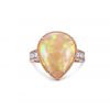 Pear shaped opal diamond ring