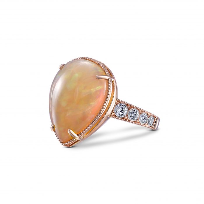 Pear Shaped Opal Diamond Ring