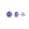 Diamond Halo Opal Stud Earrings By Simone and Son