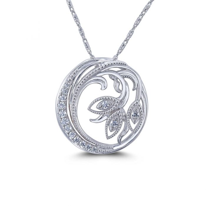 14k White Gold Filigree Pendant By Simone and Son