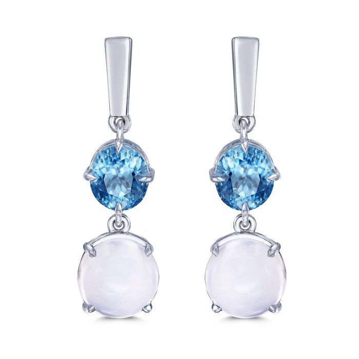 Moon Stone and Zircon Earrings by Simone and Son