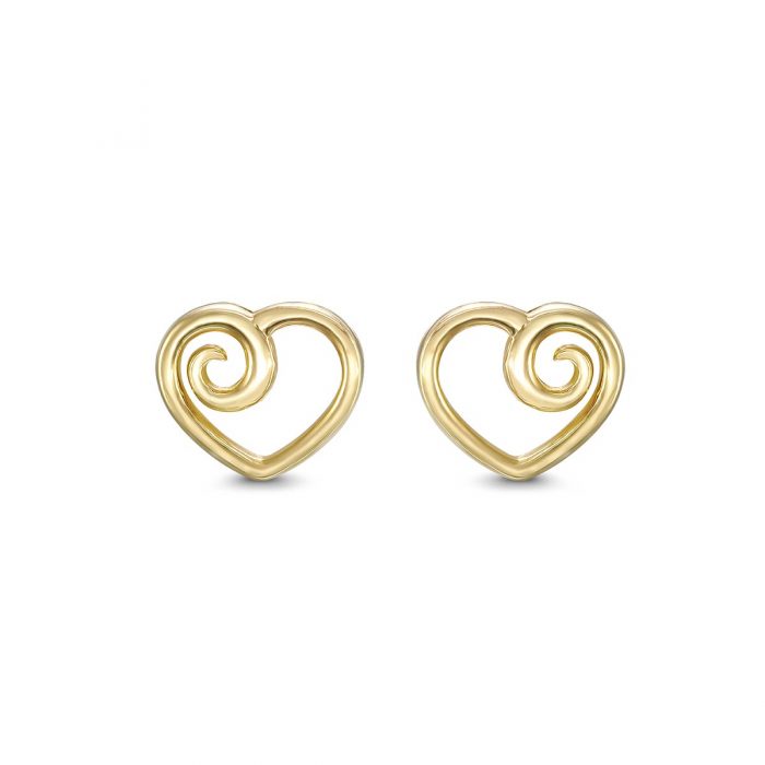 Yellow Gold Heart Stud Earrings