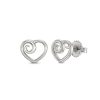 white Gold Heart Stud Earrings