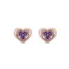 Rose Gold Amethyst Heart Stud Earrings By Simone and Son