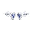 Blue Sapphire Heart Stud Earrings