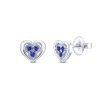 Blue Sapphire Heart Stud Earrings