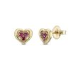 Ruby Heart Stud Earrings